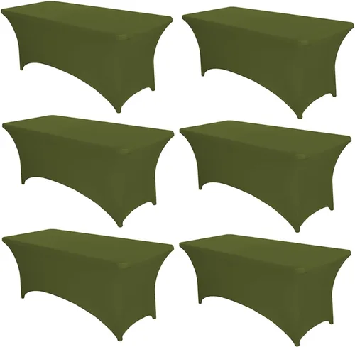 Vista 37 de PTC21B - Juego de 6 manteles elásticos de 6 pies, color negro, rectangular, ajustable, lavable, de elastano, para fiestas, bodas, cócteles