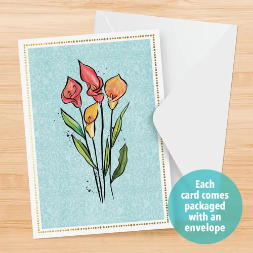 Vista 3 de Designer Pop!, Tarjeta de felicitación desplegable de cumpleaños – Diseño floral con tarjeta 3D de lirio de cala para amigos, familia y personas