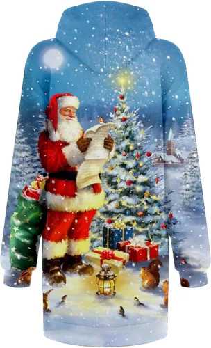 Vista 2 de Women's Fashion Long Sleeve Christmas Dress Vintage Reindeer Print Hoodies Pullover Dresses with Pockets, S-2XL