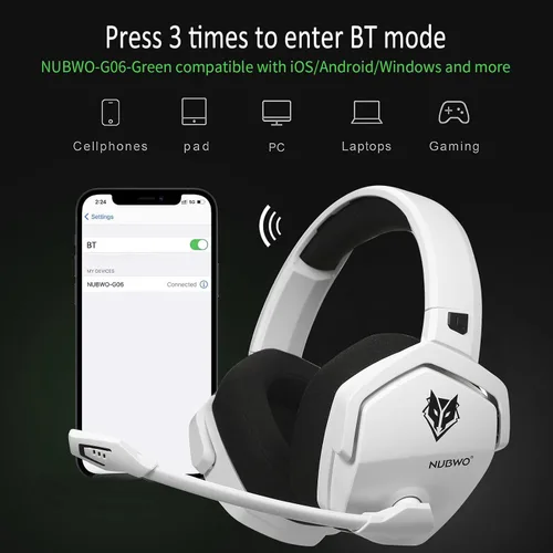 Vista 2 de Docooler G06 Auriculares inalámbricos para juegos con micrófono para PS4 PS5 PC Auriculares sobre la oreja con cancelación de ruido Batería de larga