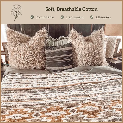 Vista 3 de Paseo Road Desert Sage - Juego de edredón tamaño individual, juego de ropa de cama rústico occidental de 2 piezas con funda de almohada, edredón