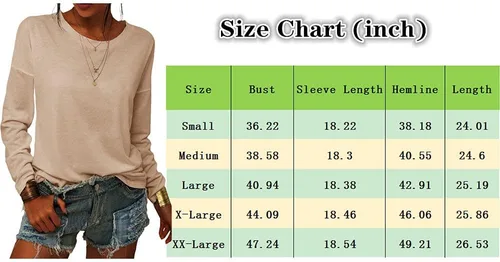 Vista 4 de Viandso Womens Casual Crew Neck Long Sleeve Shirts Basic Loose T Shirt Tops