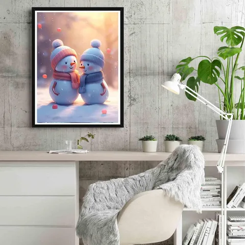 Vista 4 de Reofrey Kits de pintura de diamantes para adultos, muñeco de nieve de Navidad, arte de diamantes de Navidad, taladro completo redondo con diamantes