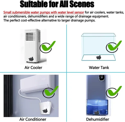 Vista 4 de Automaitc Small Condensate Pump for HVAC, Upgraded 12V Submersible Pumps Mini Drain Pump for HVAC/Dehumidifier/Ice Maker/Air Cooler/Conditioner