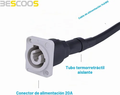Vista 2 de Toronce - Conector macho de 3 pines AC Powercon conector azul/blanco con 14 Awg 1.5 pies PoweCable 20A/250V para pantalla LED de luz de escenario