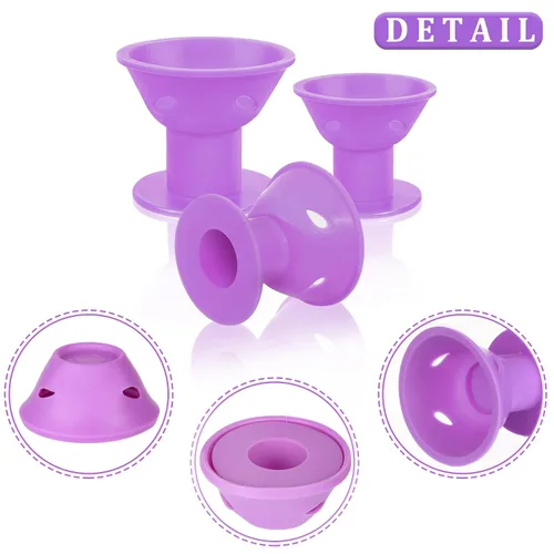 Vista 3 de JULBEAR Rodillos para el cabello, 60 rizadores de silicona morados, incluyendo 30 piezas grandes, 30 unidades, pequeña para la noche, sin calor