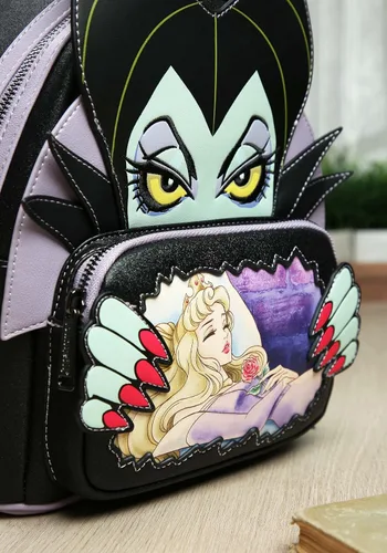 Vista 6 de Loungefly Disney Villains Scene Maléfica Bella Durmiente Mujer Doble Correa Bolsa de Hombro Bolso, Multi
