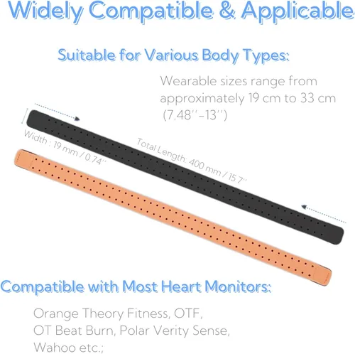 Vista 6 de Paquete de 2 brazaletes para monitor de frecuencia cardíaca, correas elásticas compatibles con Orange Theory Fitness, OTF, OT Beat Burn, Polar