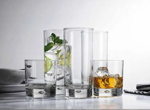 Vista 3 de Home Essentials & Beyond - Juego de 8 vasos y vasos de rocas. 4 vasos de 17 onzas, 4 vasos de 17 onzas, 4 vasos de roca de 10 onzas, para cócteles