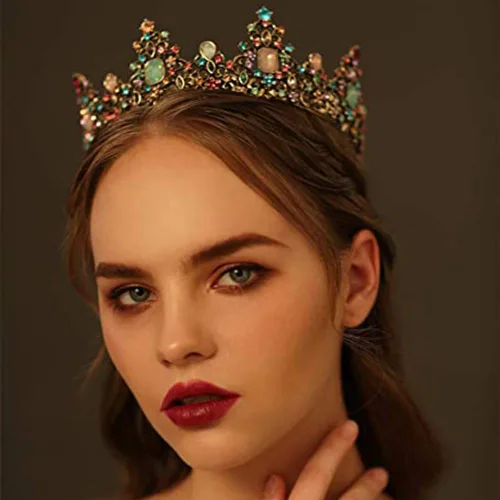 Vista 3 de Miallo - Corona barroca de reina coronas y tiaras de boda con diamantes de imitación para mujer