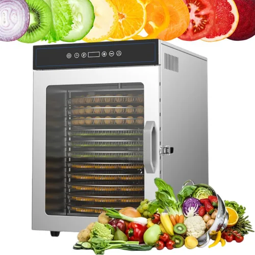 Vista 9 de 1000W 12-Tray Stainless Steel Food Dehydrator with 11.8" Diameter-Large Trays 86-194°F Temp Control, Overheat Protection Efficient for Drying