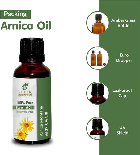 Vista 2 de Esencial de flor de árnica (Arnica Montana) obtenido de la destilación Extracto de flor de árnica 100% puro y natural, grado terapéutico para uso