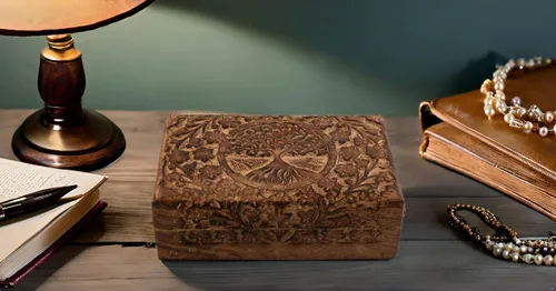 Vista 4 de Gran regalo de cumpleaños y inauguración de la casa, joyero de madera decorativo hecho a mano con talla del árbol de la vida, organizador, recuerdo