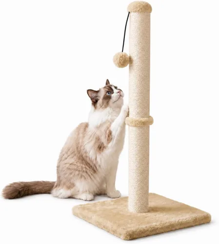 Vista 10 de Dimaka - Poste rascador para gatos de 34 pulgadas de alto, con cuerda de sisal y cubierto con suave felpa suave, rascador vertical