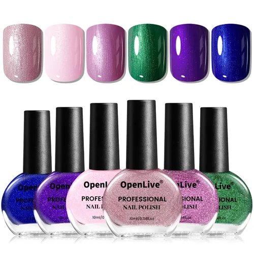 Vista 8 de OpenLive - Juego de 12 esmaltes de uñas con 10 combinaciones de colores, 2 esmaltes base y de capa superior, esmalte de uñas de secado rápido