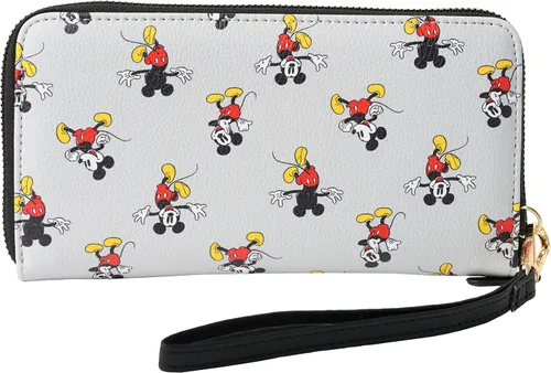 Vista 5 de Disney Cartera de mano Mickey Minnie Mouse Winnie Pooh con cremallera de piel sintética, Mickey Mouse Gris