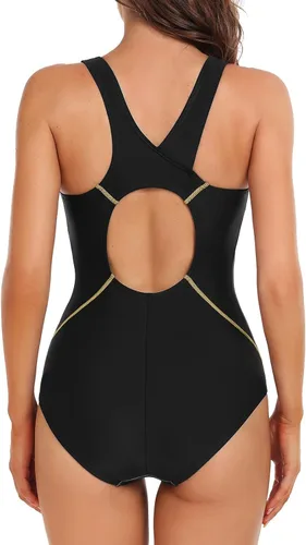 Vista 2 de beautyin Traje de baño deportivo de una pieza con espalda cruzada para mujer