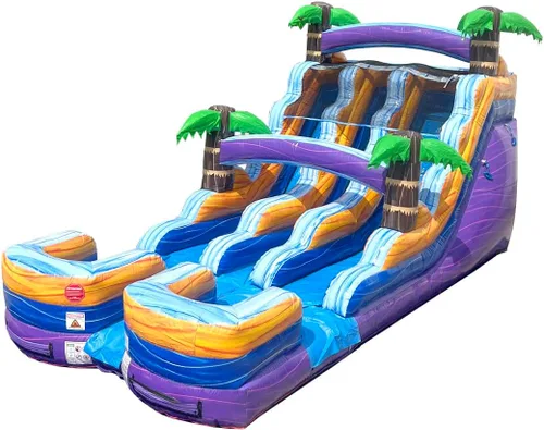 Vista 16 de TentandTable Tobogán acuático inflable de doble carril para niños y adultos, diversión acuática gigante de grado comercial, incluye soplador de aire