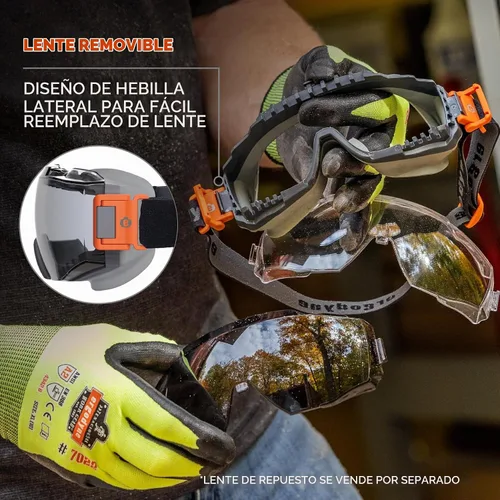 Vista 5 de Ergodyne Skullerz Modi - Gafas protectoras de seguridad OTG, ventilación indirecta, antiniebla, resistentes a los arañazos Lente Transparente