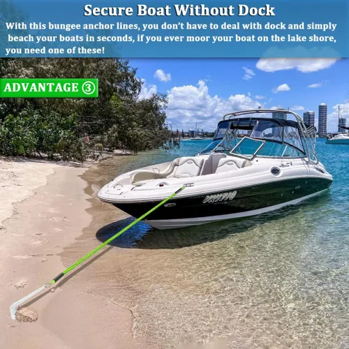 Vista 5 de Líneas de muelle elástico para barcos, Líneas de anclaje de bungee para barcos, Cuerda de anclaje elástica para barcos, Línea de anclaje PWC