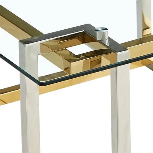 Vista 7 de Nspire Mesa de cristal y metal contemporánea en plata y oro