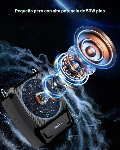 Vista 3 de SHIDU Amplificador de voz de 35 W con micrófono inalámbrico (de mano y auriculares), megáfono portátil Bluetooth para profesores, guías turísticos