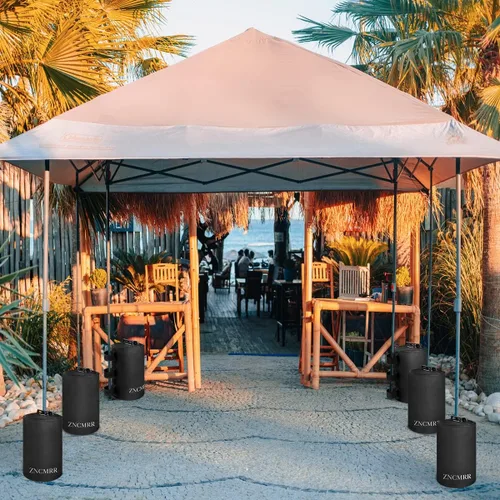 Vista 6 de ZNCMRR Bolsa de peso de agua para toldo, 132 libras, juego de 6 pesas para patas para toldo desplegable, tienda de campaña, cenador, color negro