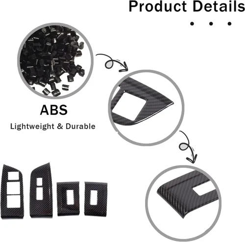 Vista 5 de 4 piezas Panel de Interruptor de Elevación de Ventana Marco Cubierta Moldura para Honda Pilot 2016-2022/Passport 2019-2023, Material ABS Accesorios