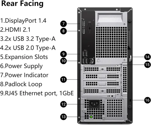 Vista 6 de Dell ECT1250 - Computadora de escritorio torre para multitarea definitiva en el hogar y la oficina, CPU Intel de 4 núcleos de 14ª
