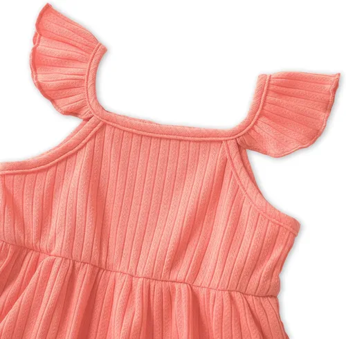 Vista 5 de IFFEI Mommy and Me Dresses Matching Set Solid Front Button Family Matching Sleeveless Dresses with Headband