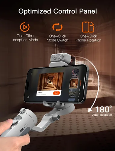 Vista 5 de Hohem iSteady XE Kit cardán plegable para teléfono con luz de llenado magnética iSteady 7.0 Anti-Shake, Magnetic Fill Light, Inception Mode