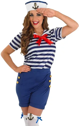 Vista 2 de Fun Shack Disfraz de marinero para mujer, disfraz de marinero para mujer, disfraz de marinero para mujer