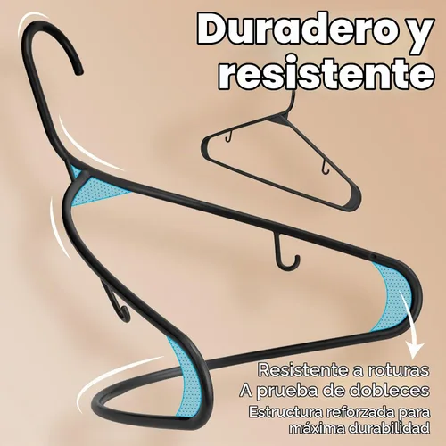 Vista 6 de HOUSE DAY Perchas de plástico negro, paquete de 30 perchas de plástico con ganchos de correa integrados, colgador delgado que ahorra espacio