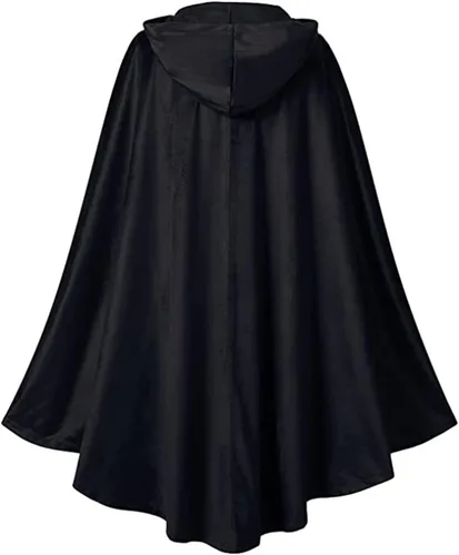 Vista 5 de Capa medieval con capucha de gamuza para mujer, capa renacentista, capa vintage con capucha para cosplay, disfraz de Halloween