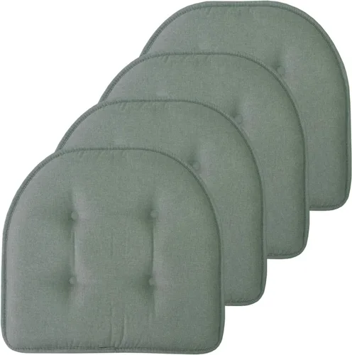 Vista 99 de Sweet Home Collection - Cojín de asiento de espuma viscoelástica y respaldo de caucho antideslizante con capitoné para silla, cojín en U, 17x16 Gris