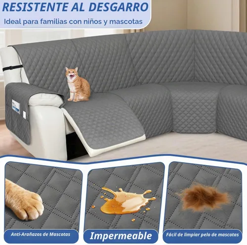 Vista 5 de Arfntevss - Fundas de sofá seccional reclinable 100% impermeables en forma de L, funda de sofá para sofá seccional reclinable en forma de L, juego
