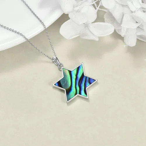 Vista 59 de YFN Collar de estrella de David de plata de ley, concha de abulón, árbol de la vida, joyería judía, regalos para mujeres y hombres