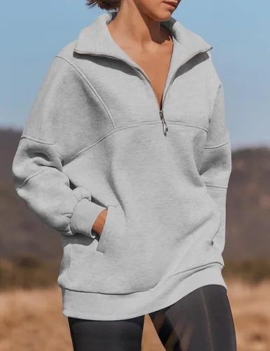 Vista 4 de ZESICA Women's Oversized Half Zip Sweatshirt Long Sleeve Quarter Zip Fleece Pullover Y2K Hoodies Tops Fall Winter Clothes