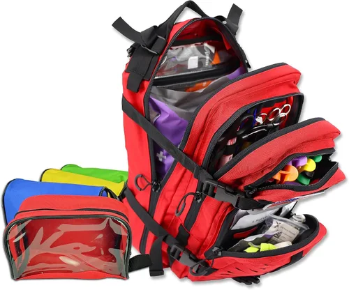 Vista 6 de Lightning X Stocked EMS/EMT - Mochila médica de primeros auxilios para trauma y sangrado + kit + bolsas, color negro