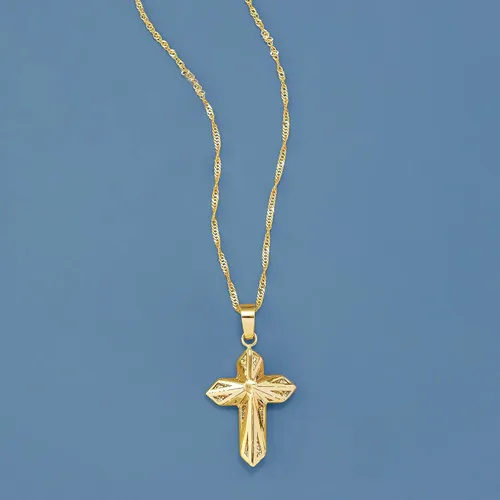 Vista 3 de Ross-Simons 3-D Cross Pendant Necklace in 18kt Yellow Gold