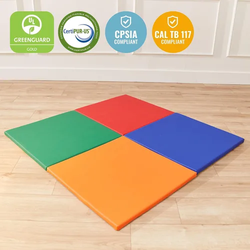 Vista 6 de ECR4Kids SoftZone Play Patch - Tapete de actividades cuadrados, tapete de juego modular, surtido, paquete de 4