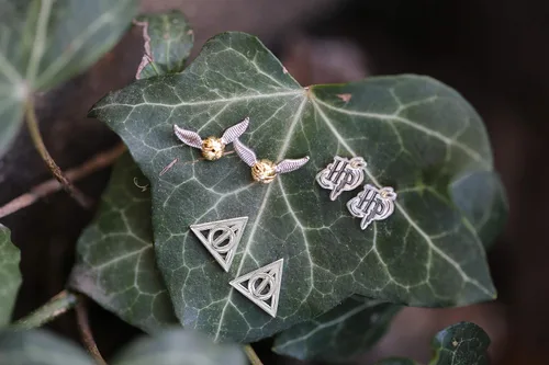 Vista 5 de Harry Potter Jewelry 3 Pair Earrings Sets Gold Plated Silver Plated Studs - Deathly Hallows and Golden Snitch