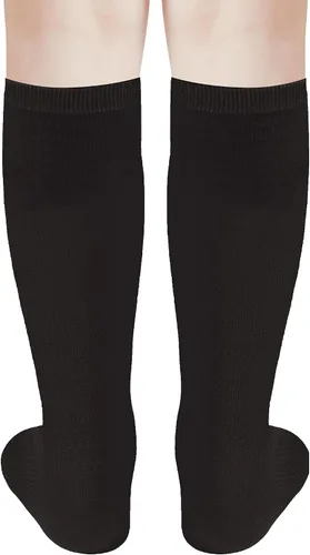 Vista 2 de DOOVID Calcetines de fútbol hasta la rodilla para niños y niñas, calcetines de tubo para uniforme escolar, medias largas