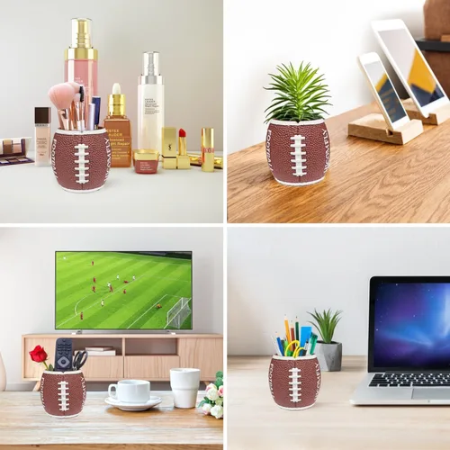 Vista 5 de Soporte para bolígrafos para suministros de escritorio, organizador de artículos esenciales para lápices de fútbol para el hogar, accesorios