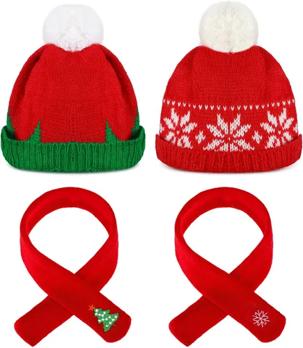 Vista 11 de Bencailor Paquete de 4 sombreros de Navidad para muñecas, color brillante