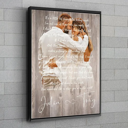 Vista 7 de Awesometik Letra de canción de boda con retrato personalizado de foto personalizada Primera danza canción favorita 1er aniversario renovación