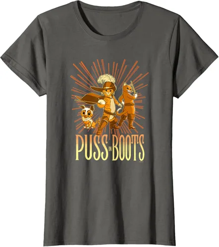Vista 59 de DreamWorks Puss in Boots: The Last Wish Cat Trio Poster - Camiseta pequeña Negro