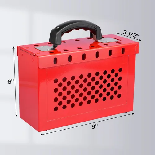 Vista 2 de RealPlus Lockout Tagout Box Caja de bloqueo portátil Loto Group Lock Box, capacidad de candado de 12, rojo