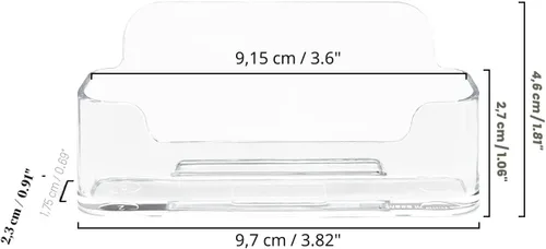 Vista 3 de HSYMQ Soporte de acrílico para tarjetas de visita para escritorio, soporte de plástico transparente para tarjetas de visita, se adapta a 30-50