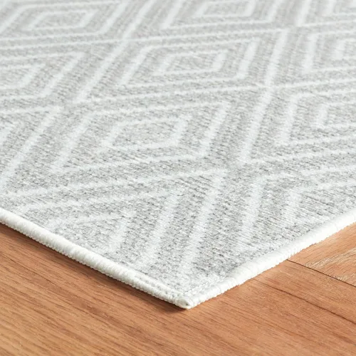 Vista 7 de Dash & Albert Diamond Platinum / White Alfombra lavable a máquina, 2 x 3 pies, patrón geométrico blanco